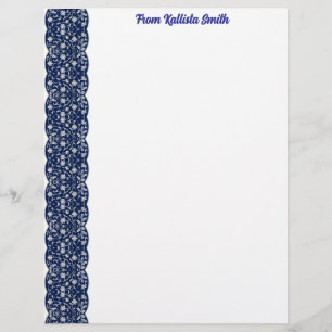 Vintage Blue & White Flower Border Stationery
