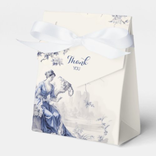 Vintage Blue White French Toile Bridal Baby Shower Favor Boxes