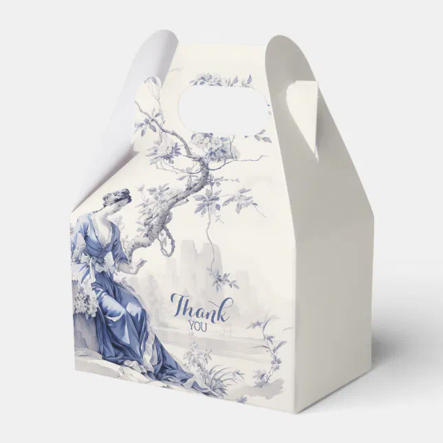 Vintage Blue White French Toile Bridal Baby Shower Favor Boxes | Zazzle