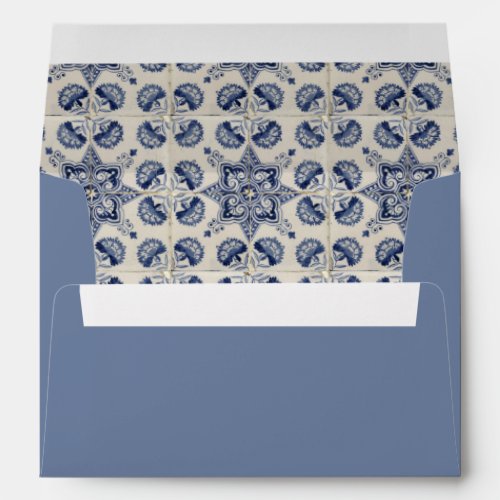 Vintage Blue White Geometric Flower Pattern Envelope