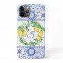Vintage Blue White Lemon Floral Greenery Wreath iPhone 11 Pro Case