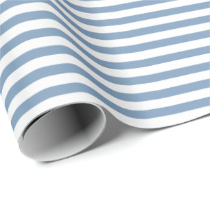 Vintage Blue   White Stripe Wrapping Paper
