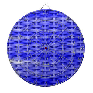 Vintage blue wicker art graphic design dartboard with darts