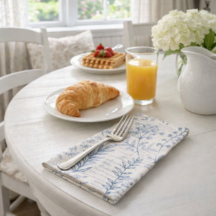 Vintage Blue Wildflower French Toile Pattern Cloth Napkin