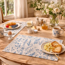 Vintage Blue Wildflower French Toile Pattern