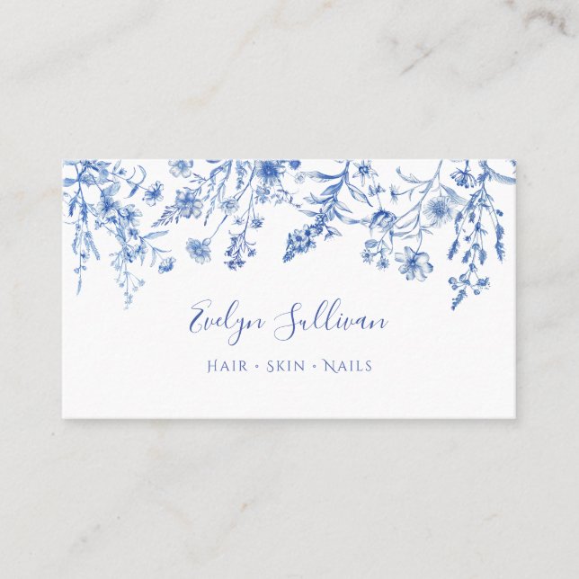 Vintage blue wildflowers business card (Front)
