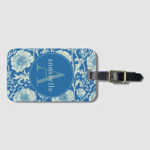 Vintage Blue William Morris Tapestry Monogram Luggage Tag