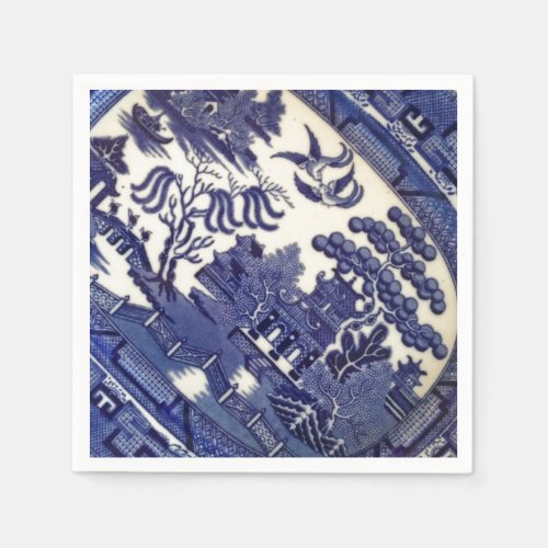 Vintage Blue Willow China Plate Pattern Tile Dish Paper Napkins