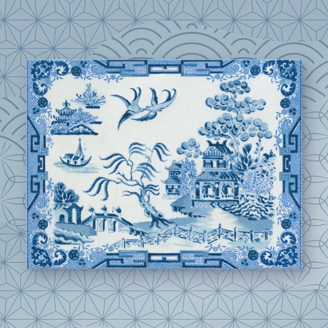Vintage Blue Willow Note Card (Creator Uploaded)