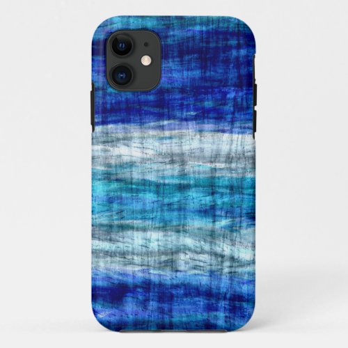 Vintage Blue Wood Abstract Art iPhone 11 Case