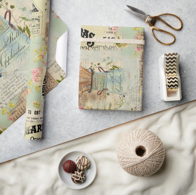 Vintage Blue Wrapping Paper (Crafts)