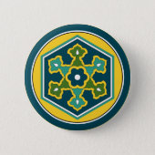 Vintage Blue Yellow Green Ottoman Turkish Hexagon  Button (Front)