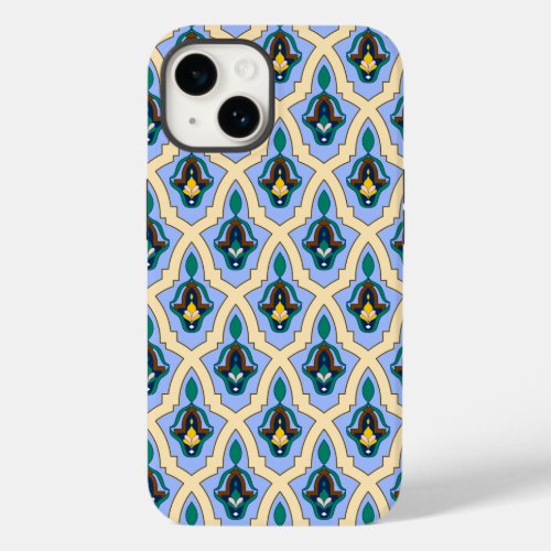 Vintage Blue Yellow Moroccan Arabic Tracery Art Case_Mate iPhone 14 Case