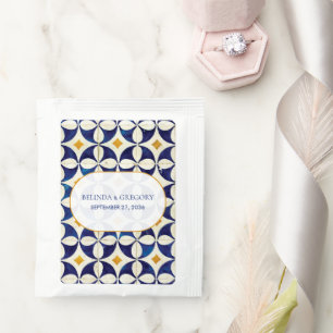 Vintage Blue & Yellow Portuguese Pattern Wedding Tea Bag Drink Mix