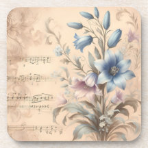 Vintage Bluebell Plastic Coasters with Cork Back 