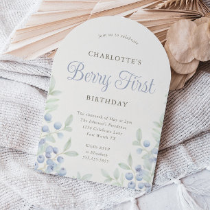 Vintage Blueberry Berry First Birthday Party Arch Invitation