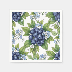 Vintage Blueberry Blossom Botanical Pattern Napkins