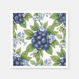 Vintage Blueberry Blossom Botanical Pattern Napkins