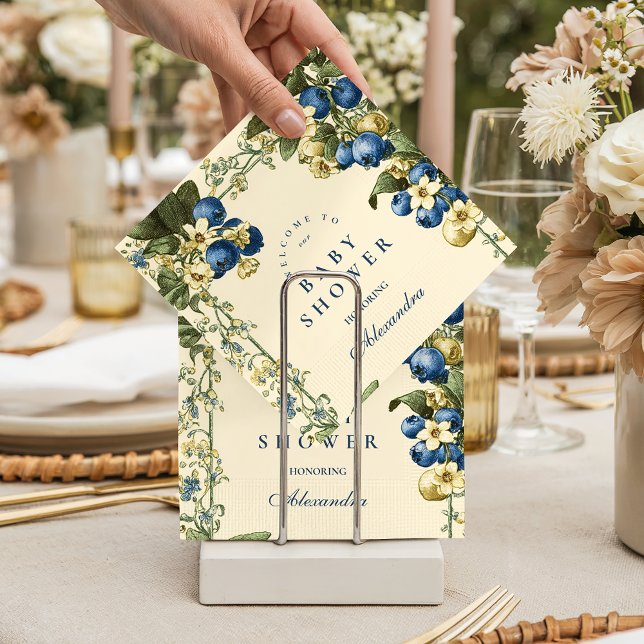 Vintage Blueberry Botanical Baby Shower Napkins (Creator Uploaded)