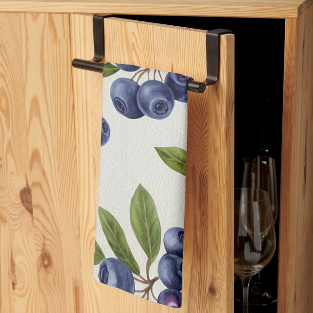 Vintage Blueberry Botanical Seamless Kitchen Towel (Thirds Fold)