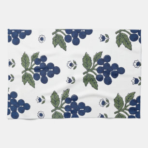 Vintage Blueberry Botanical Seamless Pattern Kitchen Towel