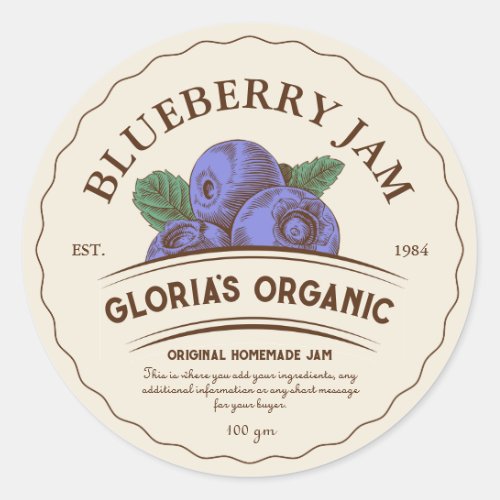 Vintage Blueberry Fruit Jam Food Product Label