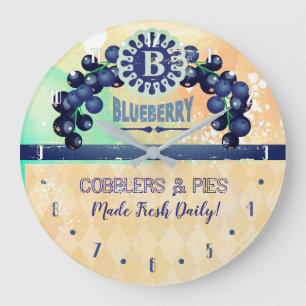 Vintage blueberry pie advertisement kitchen clock