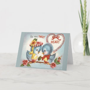 Vintage Bluebird Be My Tweet Heart Valentine Card