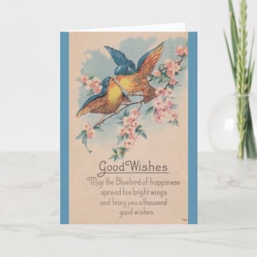 Vintage _ Bluebird of Happiness  Good Wishes Holiday Card