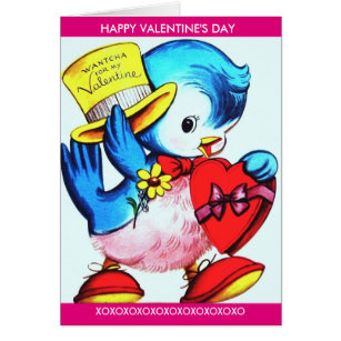 Vintage Bluebird, Top Hat, & Heart Valentine