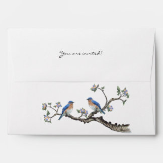 Vintage Bluebirds Coral Flowers Envelopes