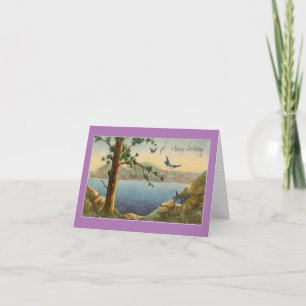 Vintage Bluebirds Mom Birthday Card