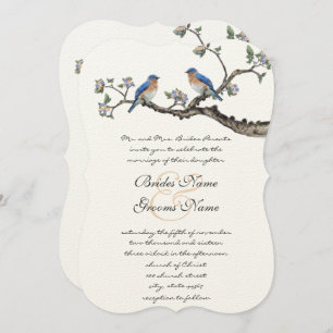Vintage Bluebirds Wedding Invitations