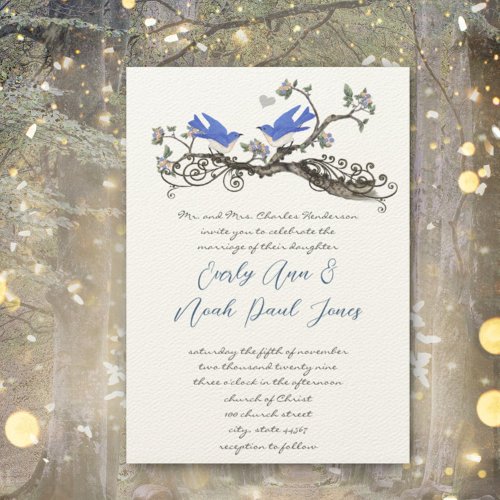 Vintage Bluebirds Wedding Invitations