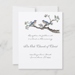 Vintage Bluebirds Wedding Reception Card