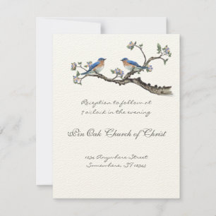 Vintage Bluebirds Wedding Reception Card