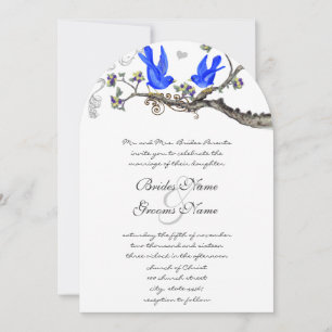 Vintage Bluebirds Yellow & Purple Wedding Invite