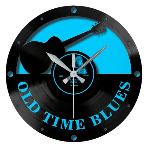 Vintage Blues Record with Guitar Cutout Large Clock