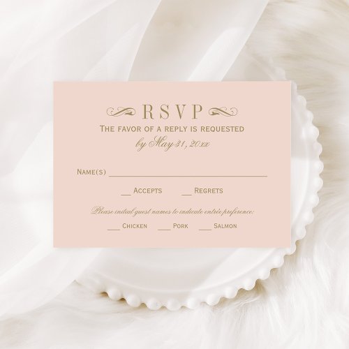 Wedding RSVP Card | Antique Gold Flourish