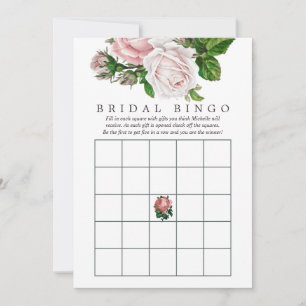 Vintage Blush and Burgundy Floral Bridal Bingo