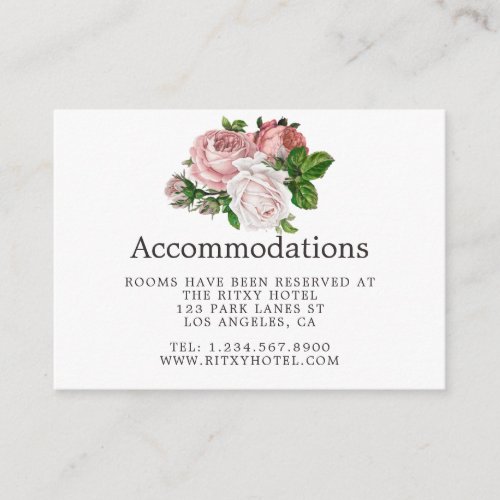 Vintage Blush and Burgundy Wedding Accommodations Enclosure Card