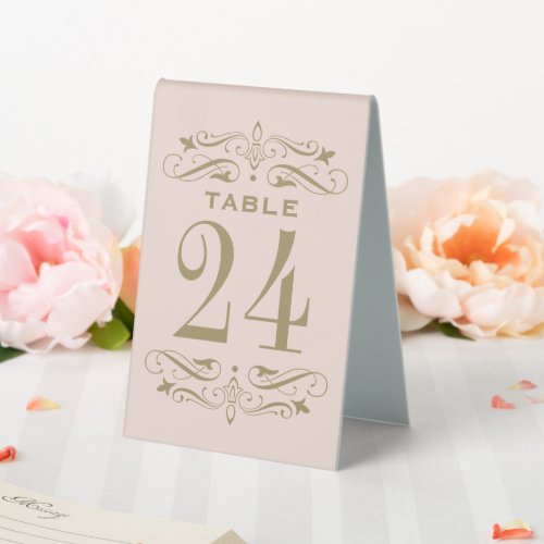 Vintage Blush Antique Flourish Table Number Table Tent Sign