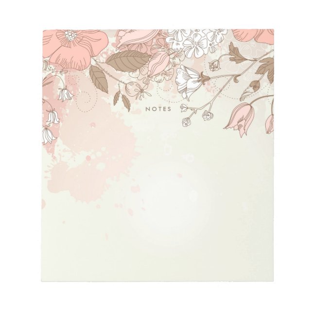 Vintage Blush Botanical Flowers Custom Notepad (Front)