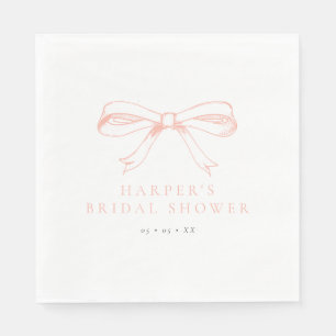 Vintage Blush Bow Bridal Shower Napkins
