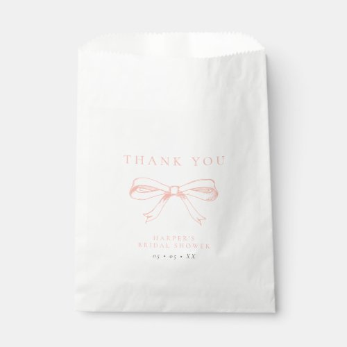 Vintage Blush Bow Bridal Shower Thank You Favor Bag