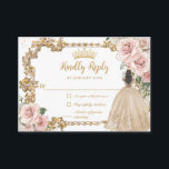 Vintage Blush Champagne Floral Quinceanera RSVP Enclosure Card<br><div class="desc">Elegant blush pink champagne floral Quinceañera / Sweet 16 Floral RSVP Enclosure Cards. Personalize them easily and quickly, simply click the customize it further button to edit the texts, change fonts and fonts colors. Featuring a girl dressed in a beautiful champagne dress, chic blush pink flowers and an ornate vintage...</div>