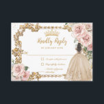 Vintage Blush Champagne Floral Quinceanera RSVP Enclosure Card<br><div class="desc">Elegant blush pink champagne floral Quinceañera / Sweet 16 Floral RSVP Enclosure Cards. Personalize them easily and quickly, simply click the customize it further button to edit the texts, change fonts and fonts colors. Featuring a girl dressed in a beautiful champagne dress, chic blush pink flowers and an ornate vintage...</div>