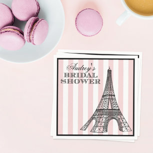 Vintage Blush Eiffel Tower Paris Bridal Shower Paper Napkins