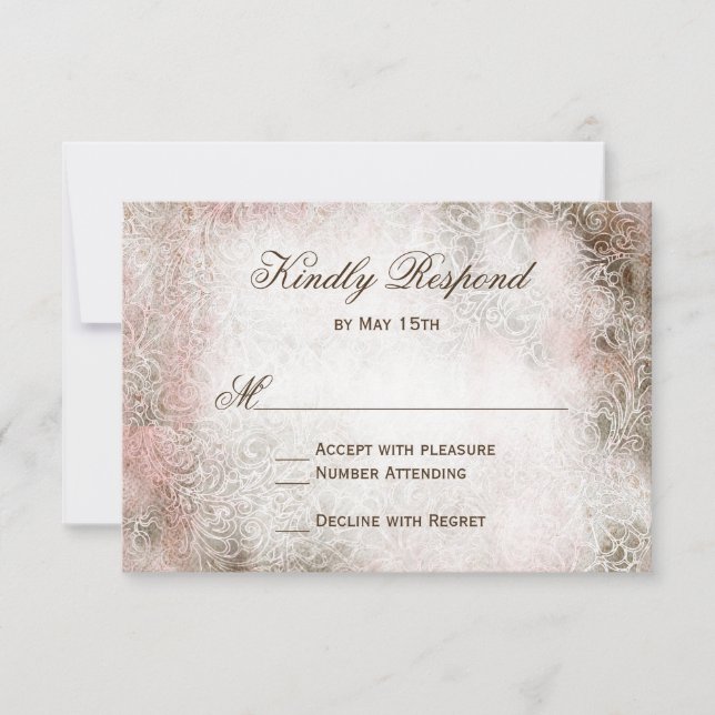 Vintage Blush Elegant Rustic Wedding RSVP Cards (Front)