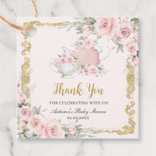 Vintage Blush Floral High Tea Party Baby Shower Favor Tags